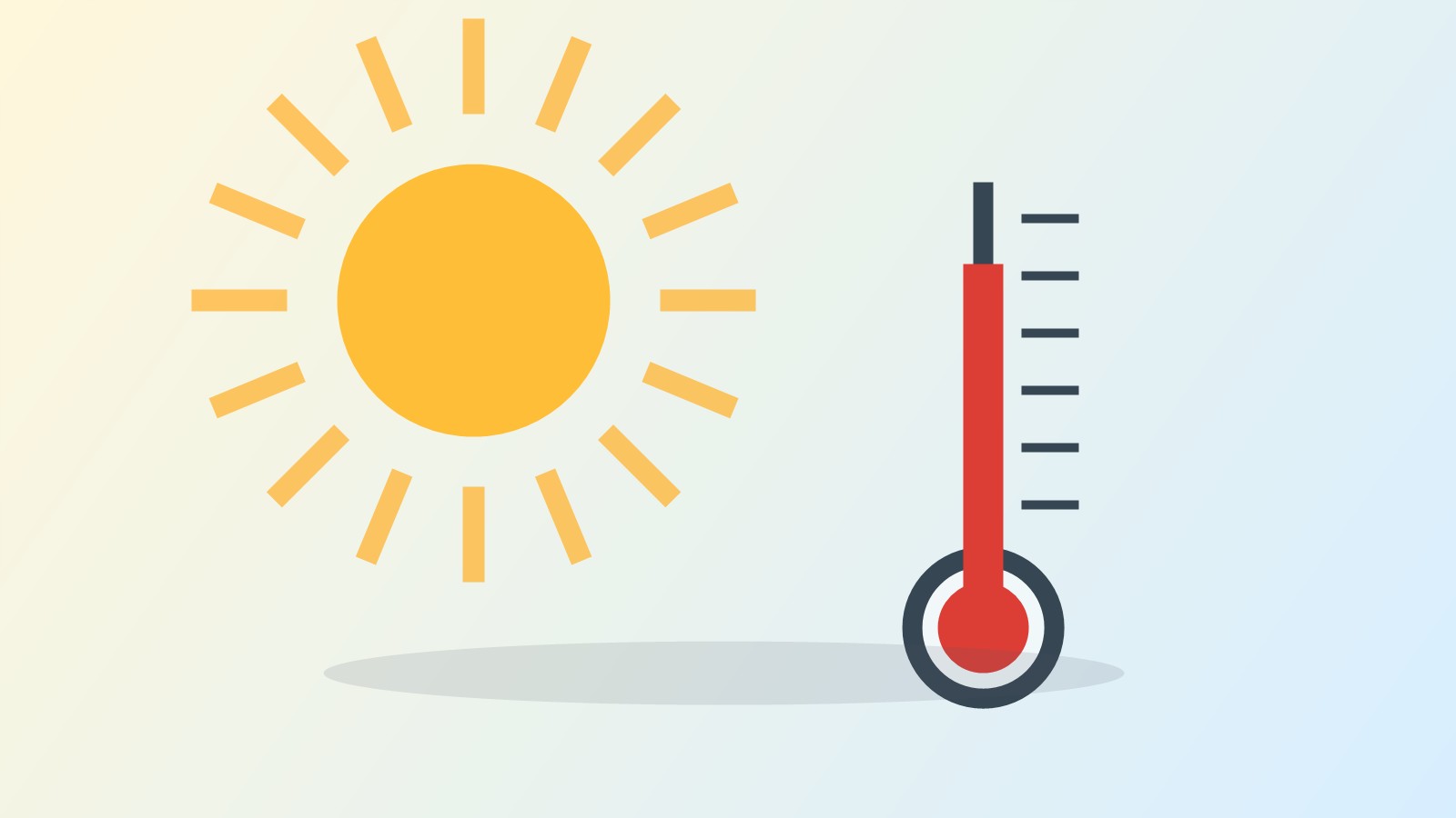 Sonne und Thermometer als Hinweis auf hohe Temperaturen